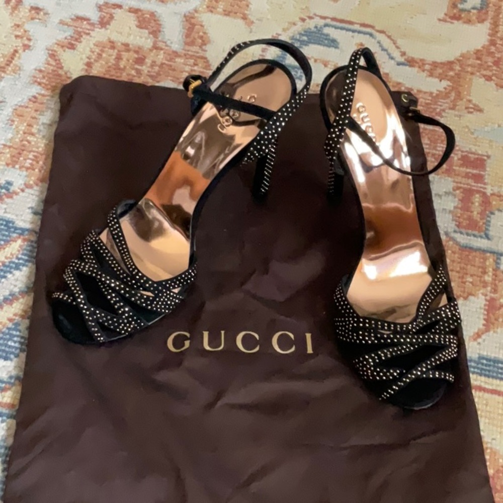 Gucci Sand Pelle S Cuoio Glow Light - Black with gold crystals